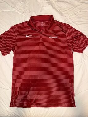 Arkansas Razorbacks Nike Red Thin-Striped Polo Shirt
